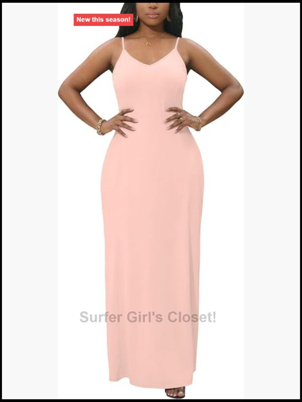 Sleeveless Maxi Dress with Pockets, Adjustable Spaghetti Straps Summer Vacation
